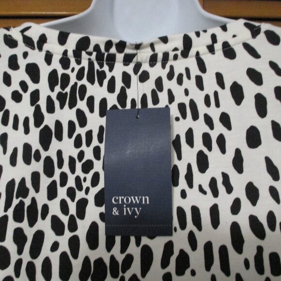 Crown & Ivy NEW top, long sleeve, oversized, soft black & white knit size L - Picture 8 of 10